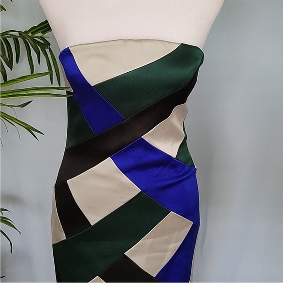 Giorgio Armani Strapless Color Block Silk Cocktail Dress - Picture 2 of 11